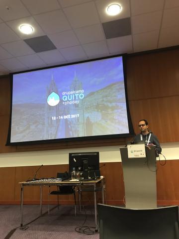 Me, presenting a talk at DrupalCon Amsterdam