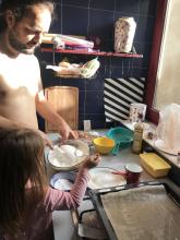 Shirtless cooking with Laila